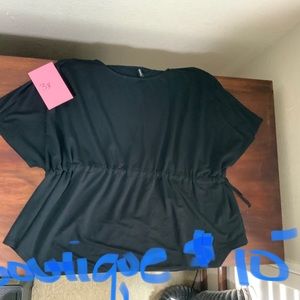 Black Flowy Top with Sinched waist